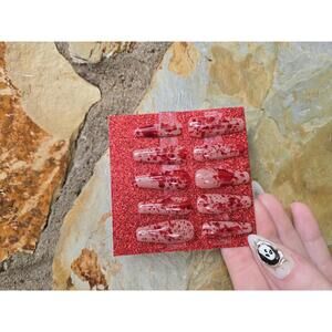 Blood splatter press on nails custom made halloween